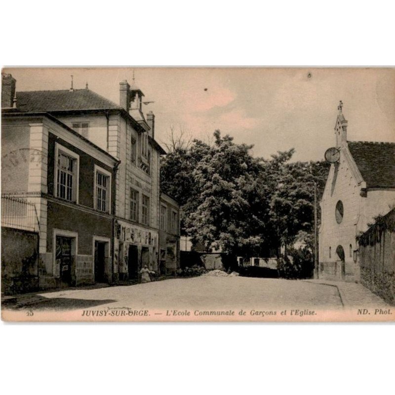 JUVISY-sur-ORGE: l'école communale de garçon et l'église - très bon état