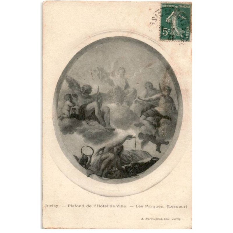 JUVISY-sur-ORGE: plafond de l'hôtel de ville, les parques - état