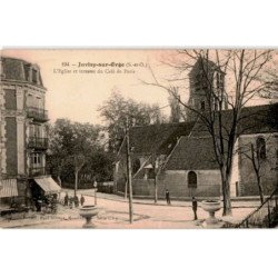 JUVISY-sur-ORGE: l'église et terrasse du café de paris - très bon état