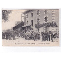 COUR-CHEVERNY: fête du 23 août 1908, la manoeuvre des pompiers - très bon état