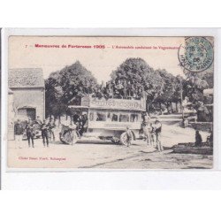 LANGRES: manoeuvres de forteresse 1906, l'automobile conduisant les vaguemestres, darracq-serpollet, autobus - état