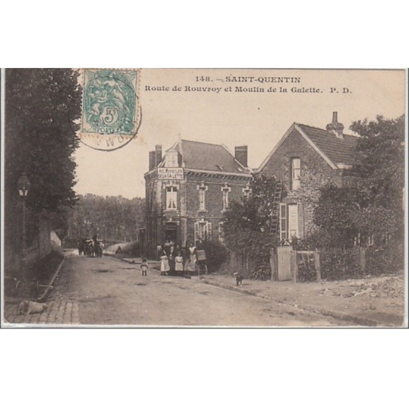 AISNE : SAINT QUENTIN : la route de Rouvroy et le Moulin de la Galette vers 1910 - très bon état AISNE : SAINT QUENTIN : la route de Rouvroy et le Moulin de la Galette vers 1910 - très bon état