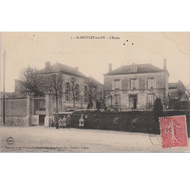 SAINT SOUPLET SUR PY : l'école vers 1910 - très bon état
