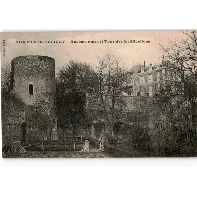 CHATILLON-COLIGNY: anciens murs et tour des fortifications - très bon état
