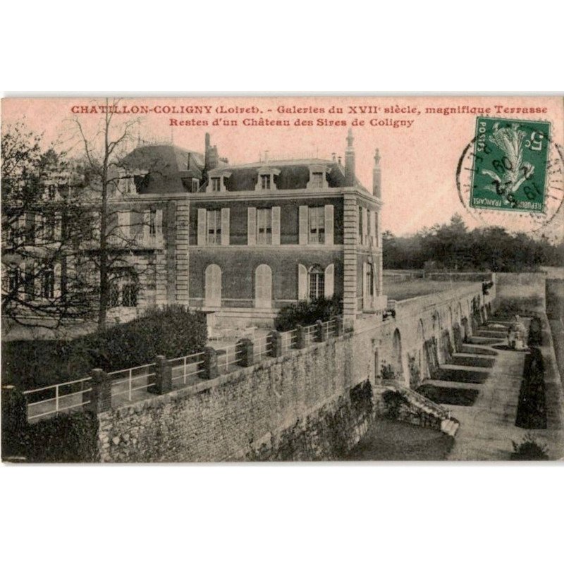 CHATILLON-COLIGNY: galeries du XVIIe siècle magnifique terrasse restes d'un château des sires de Coligny - très bon état
