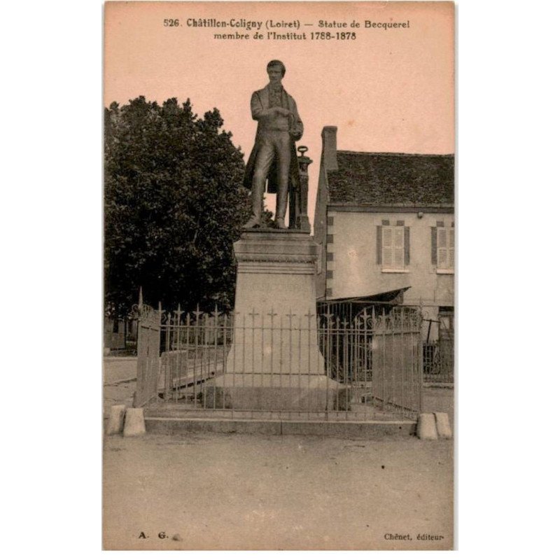 CHATILLON-COLIGNY: statue de becquerel membre de l'institut 1788-1878 - très bon état