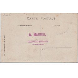 OLONZAC : carte photo d' agriculteurs vaporisant un produit sur les vignes vers 1910 - très bon état