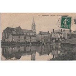 YZERNAY : l' église et l' étang vers 1910 - très bon état