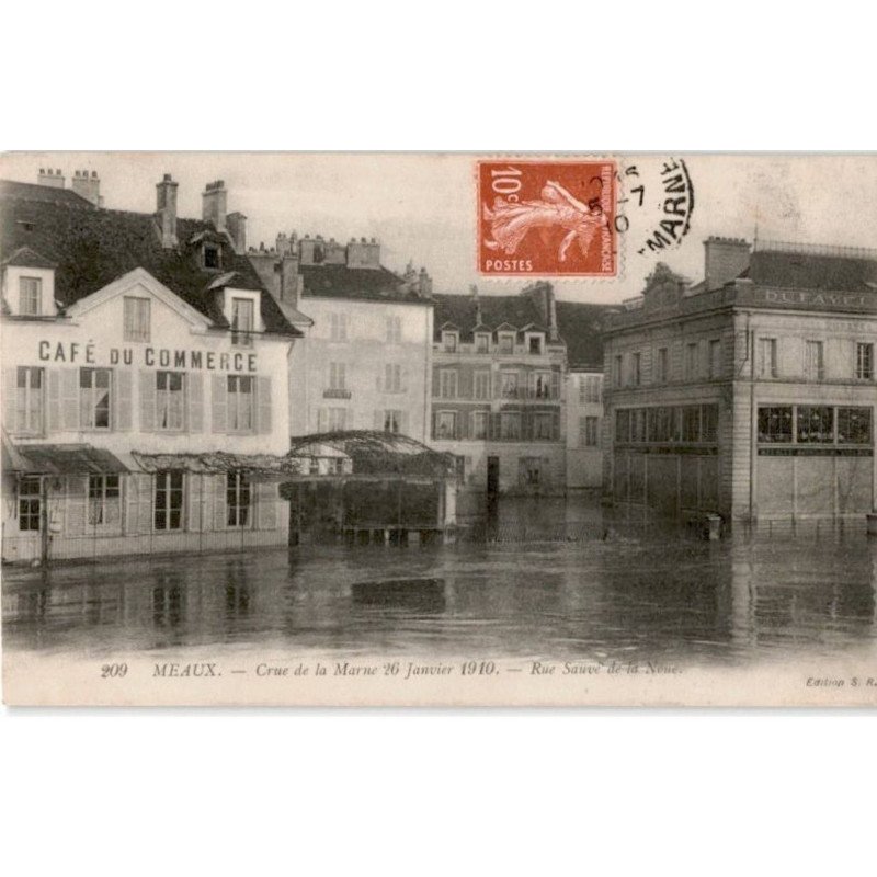 MEAUX: crue de la marne 26 janvier 1910 rue sauvé de la noué - très bon état