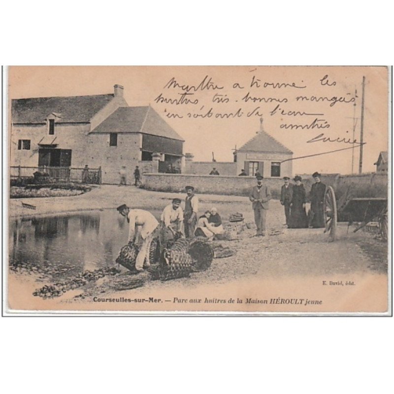COURSEULLES SUR MER : parc aux huitres de la Maison Héroult jeune - bon état (un petit coin plié)