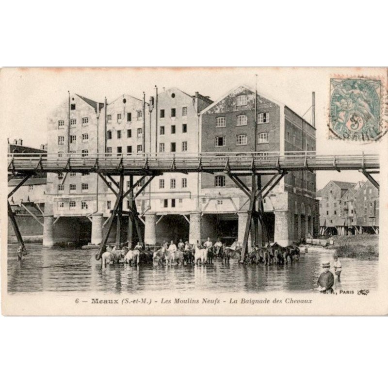 MEAUX: les moulins neufs la baignade des chevaux - très bon état