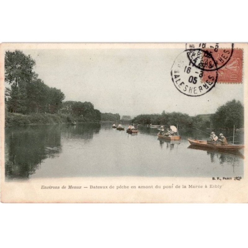 MEAUX: bateaux de pêche en amont du pont de la marne à esbly - très bon état