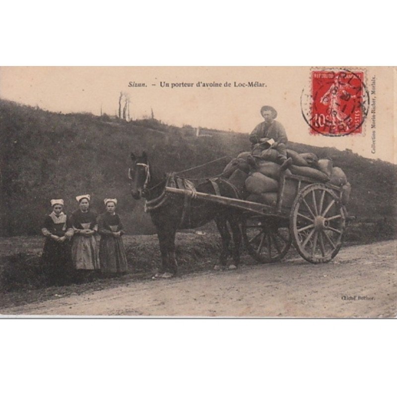 SIZUN : un porteur d'avoines de Loc-Mélar vers 1910 - très bon état