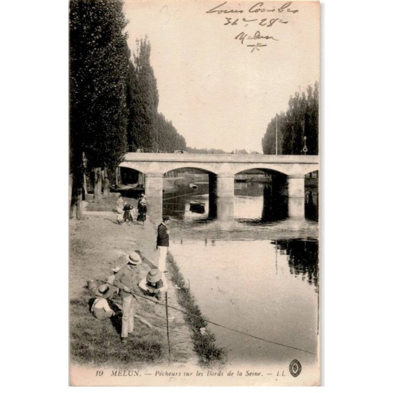 MELUN: pêcheurs sur les bords de la seine - très bon état