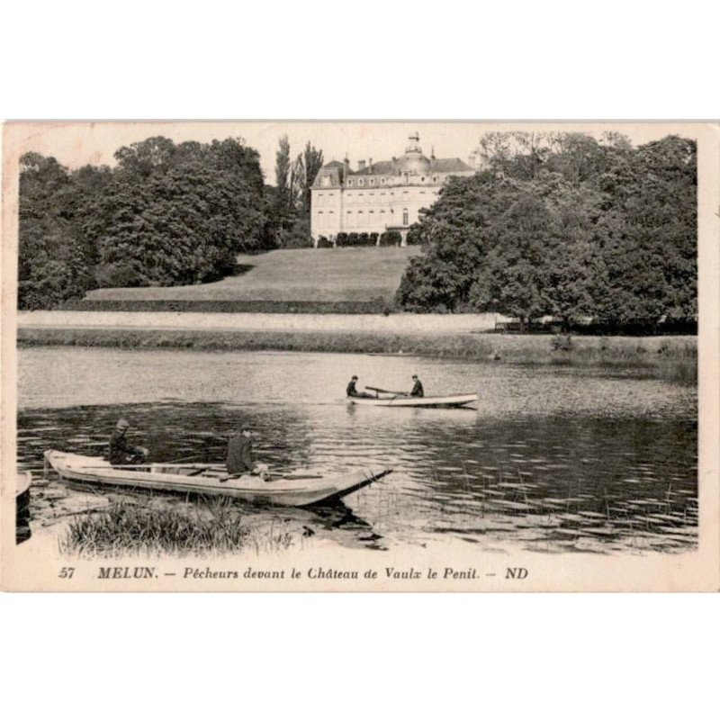 MELUN: pêcheurs devant le château de vaulx le penil - très bon état