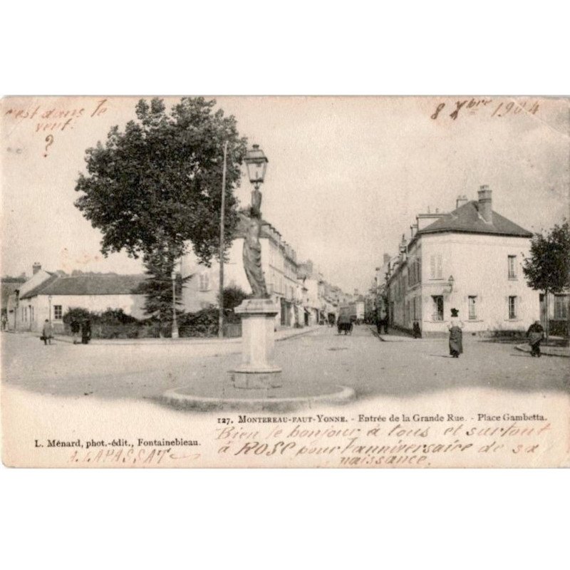 MONTEREAU-FAUT-YONNE: entrée de la grande rue, place gambetta - très bon état