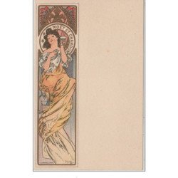 MUCHA Alphonse : Menu format carte postale - publicité pour les champagnes "Moët et Chandon" vers 1900 - très bon