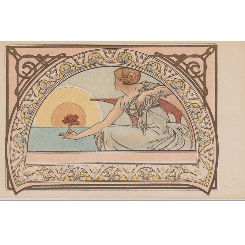 MUCHA Alphonse : "femme et nénuphares" vers 1900 - très bon état