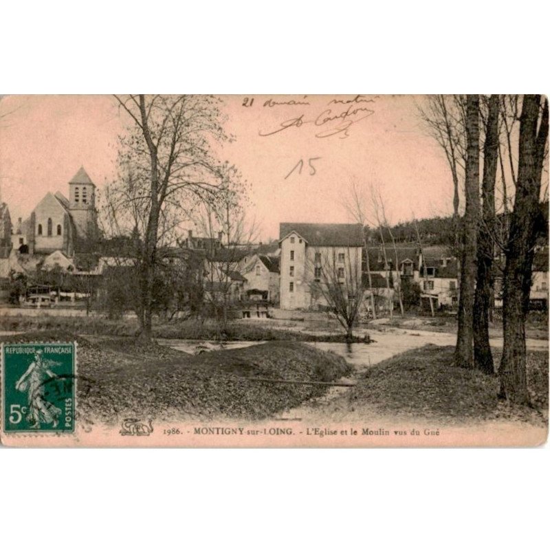 MONTIGNY: l'église et le moulin vue du gué - très bon état
