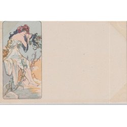 MUCHA Alphonse : série de 4 cartes postales "les Saisons" vers 1900 - bon état (marques d'album)