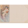 MUCHA Alphonse : série de 4 cartes postales "les Saisons" vers 1900 - bon état (marques d'album)