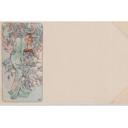 MUCHA Alphonse : série de 4 cartes postales "les Saisons" vers 1900 - bon état (marques d'album)