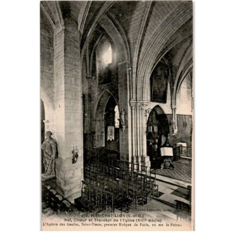 VIRY-CHATILLON: nef choeur et transept de l'église XIIIe siècle - très bon état