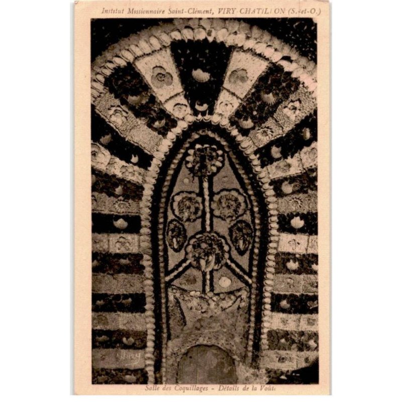 VIRY-CHATILLON: institut missionnaire saint-clement salle des coquillages détails de la voûte - très bon état