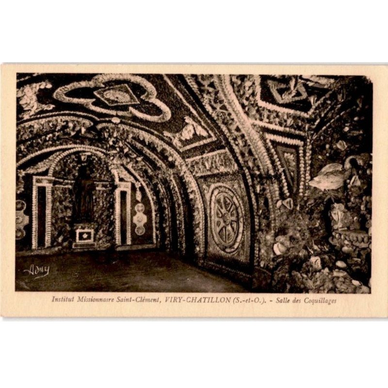 VIRY-CHATILLON: institut missionnaire saint-clément salle des coquillages détails de la voûte - très bon état