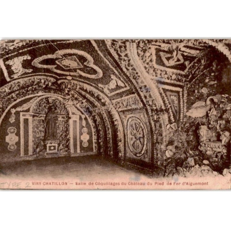 VIRY-CHATILLON: salle de coquillage du château du pied de fer d'aiguemont - état