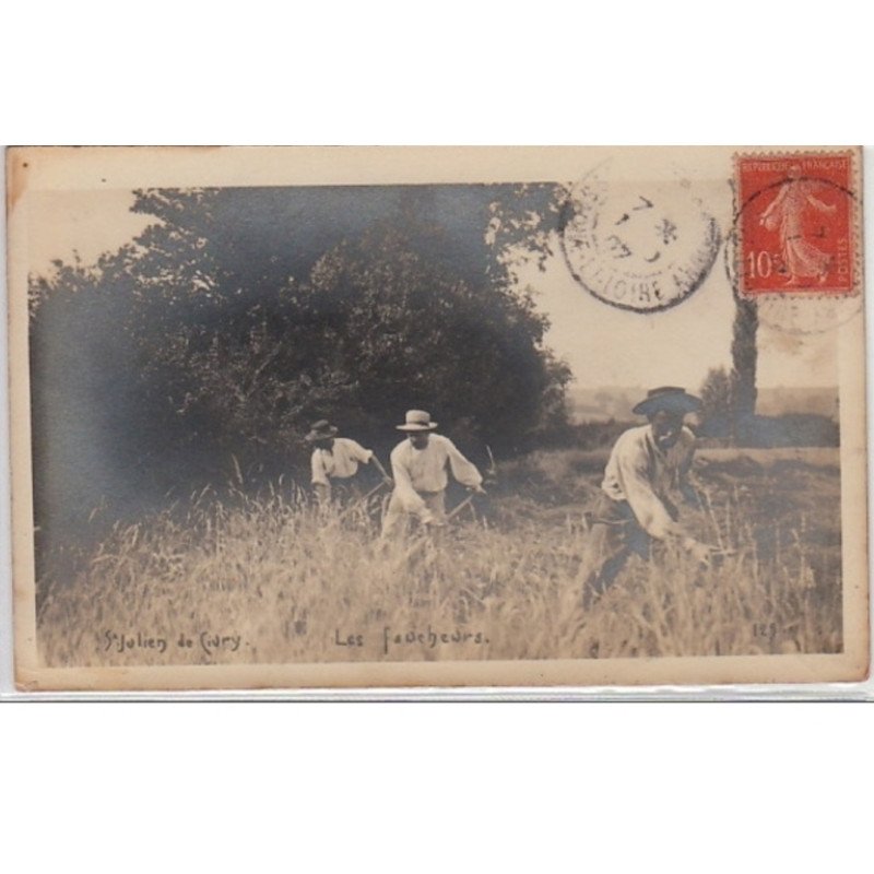 SAINT JULIEN DE CIVRY : CARTE PHOTO - Les faucheurs - Très bon état SAINT JULIEN DE CIVRY : CARTE PHOTO - Les faucheurs - Très bon état