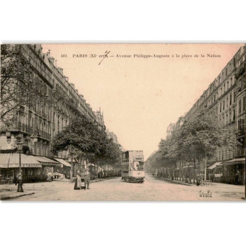 TRANSPORT: chemin de fer et tramway, paris XIe arr. avenue philippe)auguste à la place de la nation - très bon état