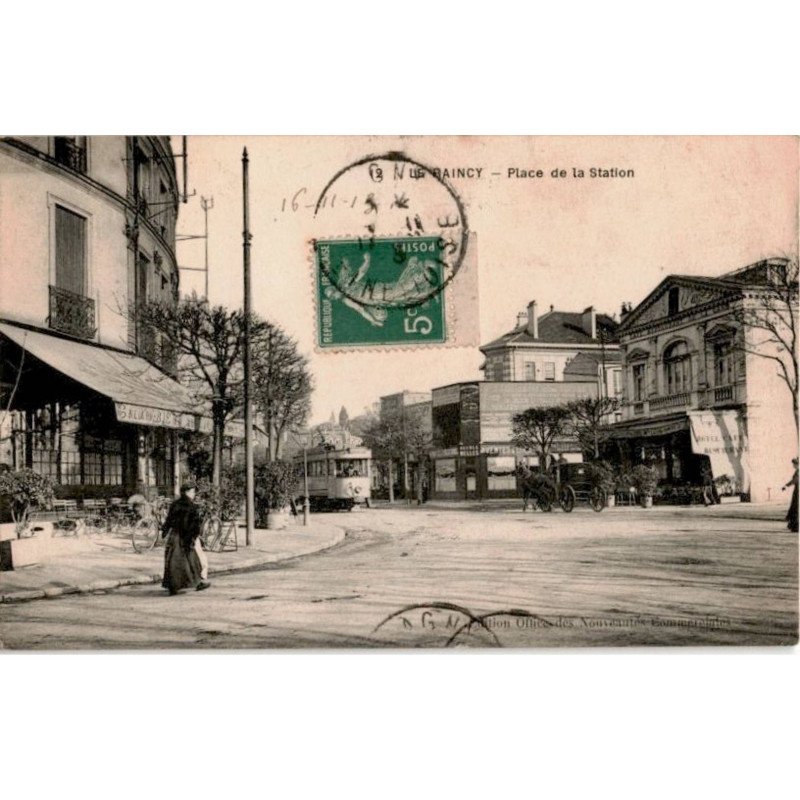 TRANSPORT: chemin de fer et tramway, le raincy, place de la station - très bon état