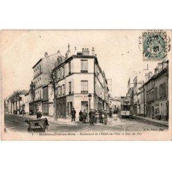 TRANSPORT: chemin de fer, tramway, rmontreuil-sous-bois boulevard de l'hôtel-de-ville et rue du pré - très bon état