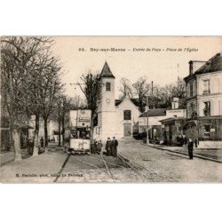 TRANSPORT: chemin de fer, tramway, bry-sur-marne, entrée du pays, place de l'église - très bon état