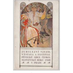 MUCHA Alphonse : "festival de la communauté des chanteurs tchécoslovaques" a  Prague en 1928 - bon état (léger plis