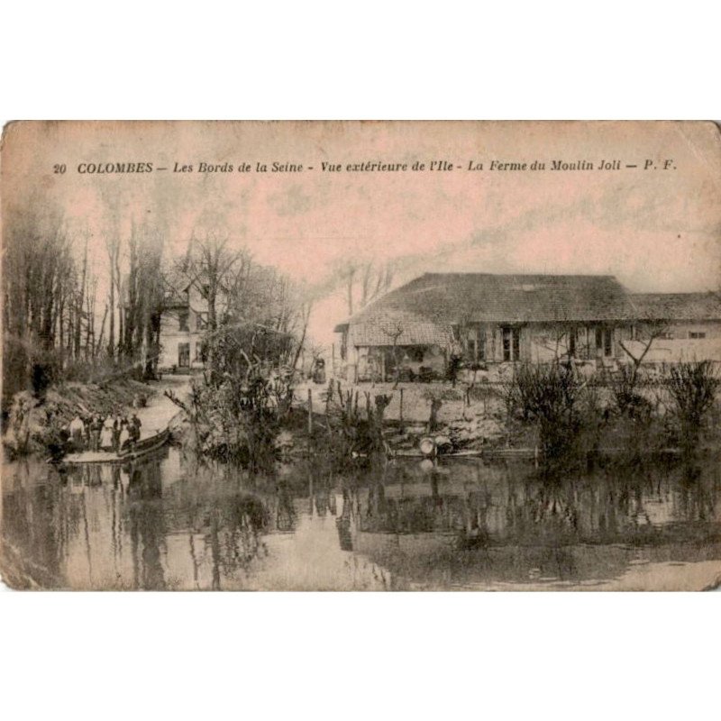 COLOMBES: bords de la seine vue extérieure de l'ile la ferme du moulin joli -  état