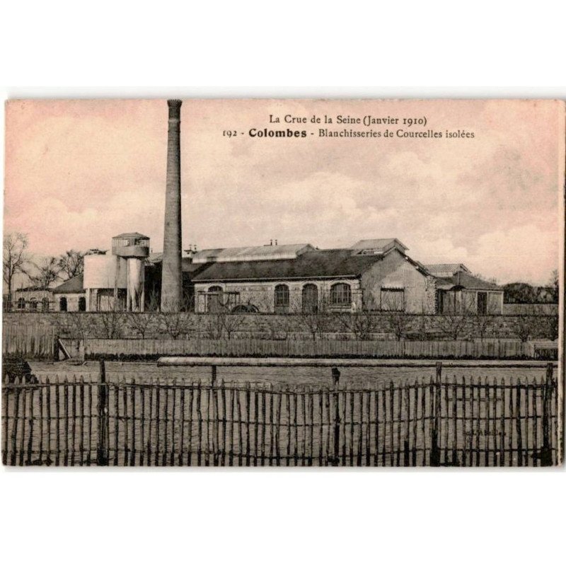 COLOMBES: la cru de la seine janvier 1910 blanchisseries de courcelles isolées - très bon état