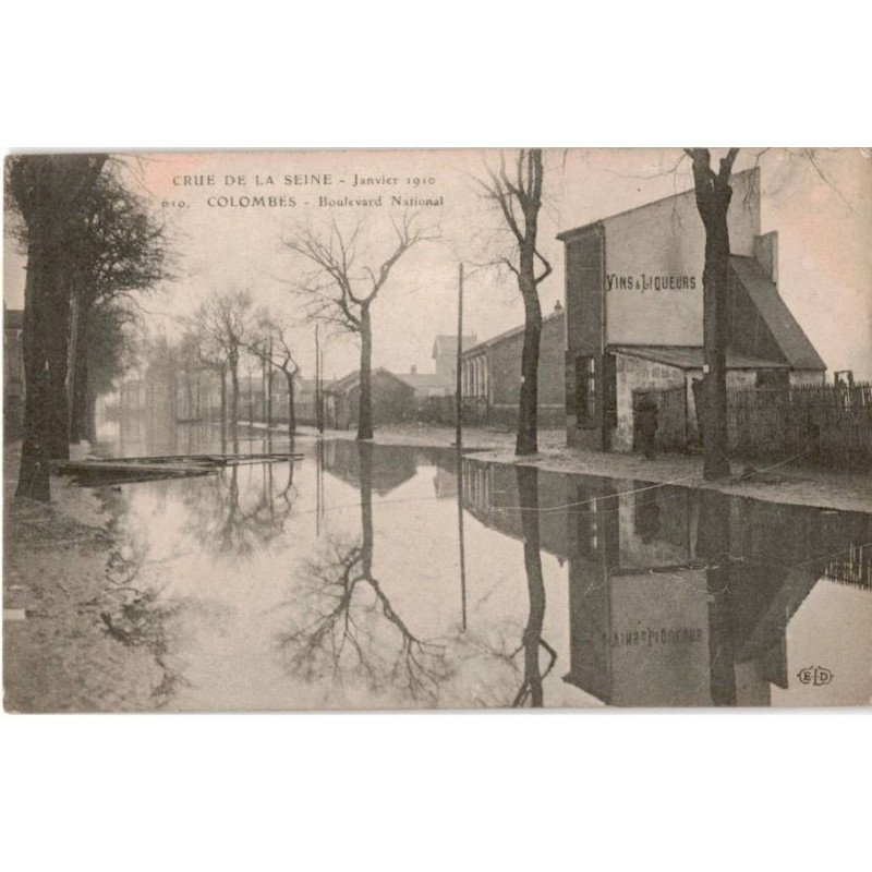 COLOMBES: crue de la seine janvier 1910 boulevard national - très bon état