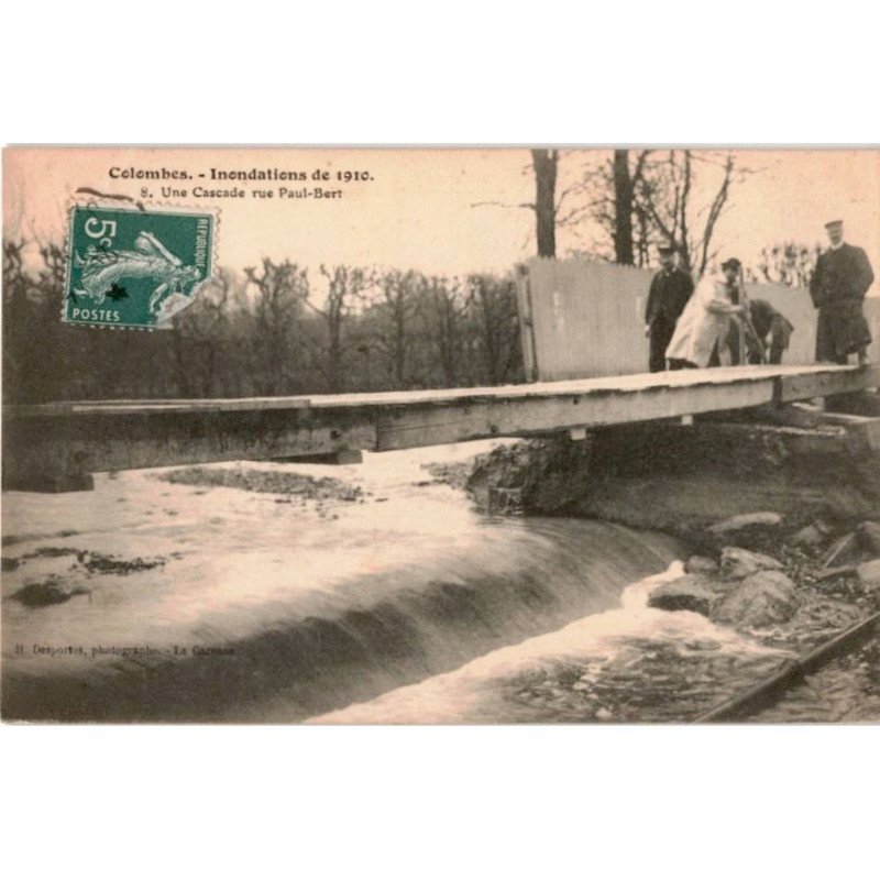 COLOMBES: inondations de 1910 une cascade rue paul-bert - très bon état