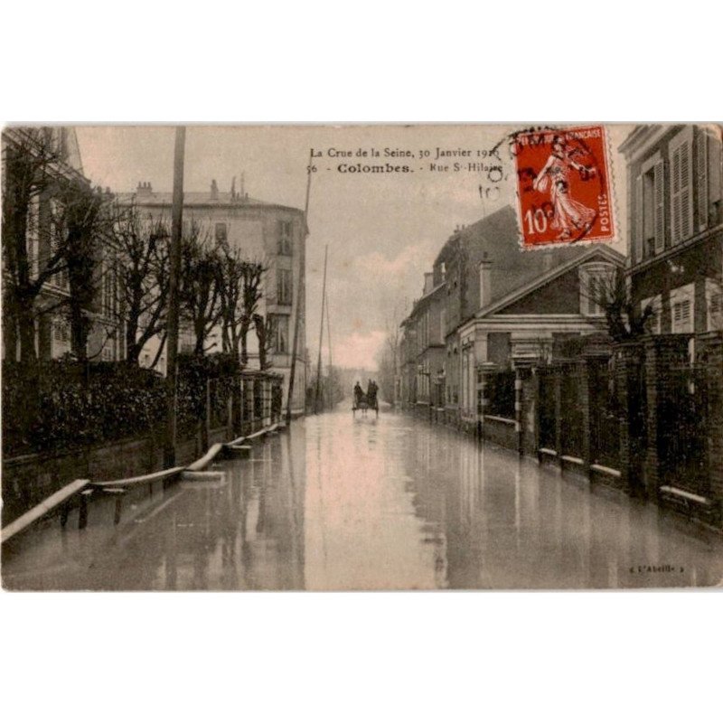 COLOMBES: la crue de la seine, 30 janvier 1910 aspect de la plaine de gennevilliers-colombes disparue - très bon état