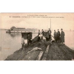 COLOMBES: crue de la seine 30 janvier 1910 les sapeurs du 1er génie coupant la digue -  état