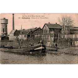 COLOMBES: la crue de la seine janvier 1910 usines de la ville de paris - état