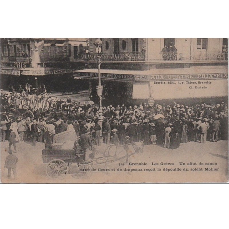 GRENOBLE : les grèves - funérailles du soldat Mollier - vers 1905 - très bon état (petite tache)
