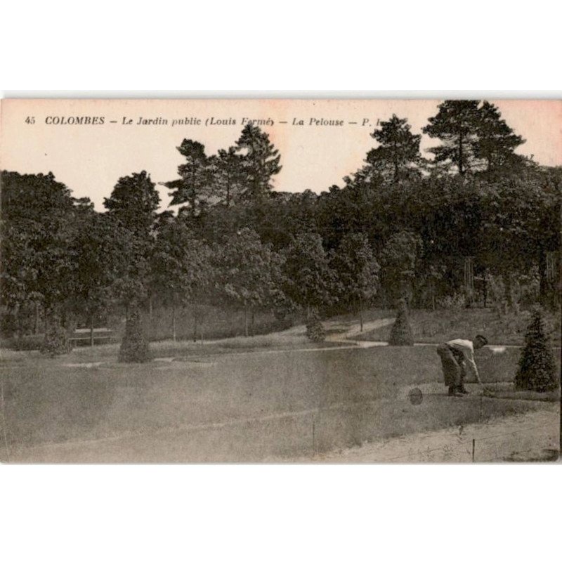 COLOMBES: le jardin public louis fermé la pelouse - très bon état