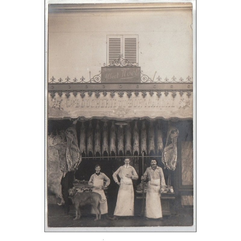 MONTREUIL SOUS BOIS : CARTE PHOTO Boucherie Maison Albert Noël - Très bon état