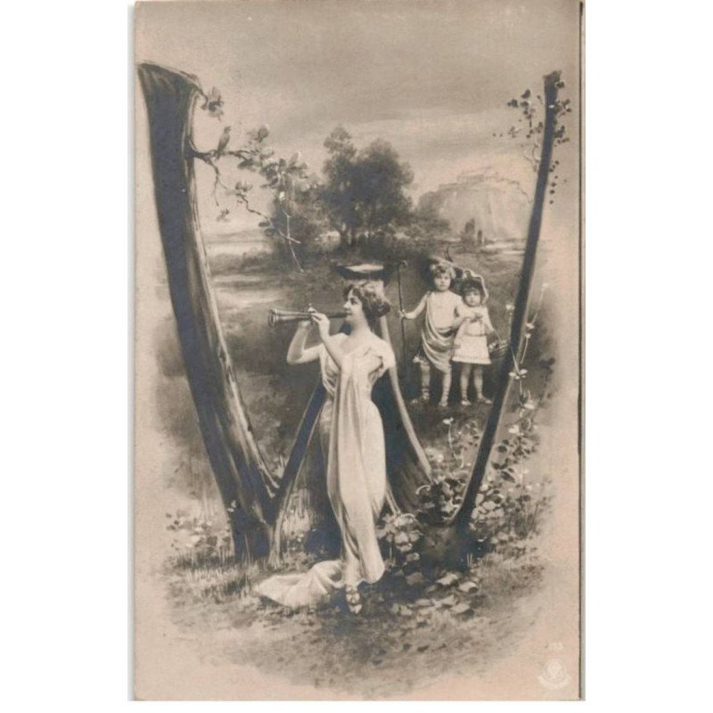 MUSIQUE: vue artistique, musicienne, flute - très bon état