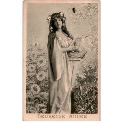 MUSIQUE: femme avec instrument de musique, heureuse année - très bon état