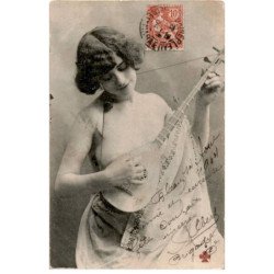 MUSIQUE: femme avec instrument de musique - très bon état