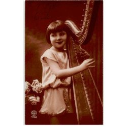 MUSIQUE: jeune fille, harpe - très bon état